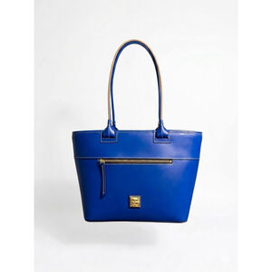Dooney & Bourke Beacon Zip Top Tote Smooth Blue Leather